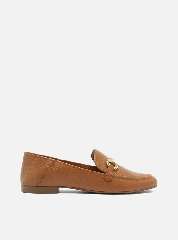 Mocassim Marrom Couro Bridão Metálico Básico Luma