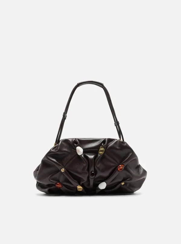 Bolsa Tiracolo Marrom Couro Média Aplicações